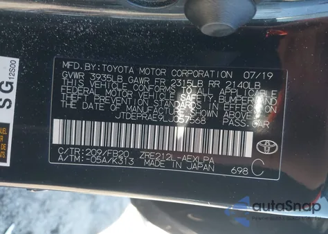 2020 Toyota Corolla Le z USA, uszkodzony, nr VIN JTDEPRAE9LJ057568